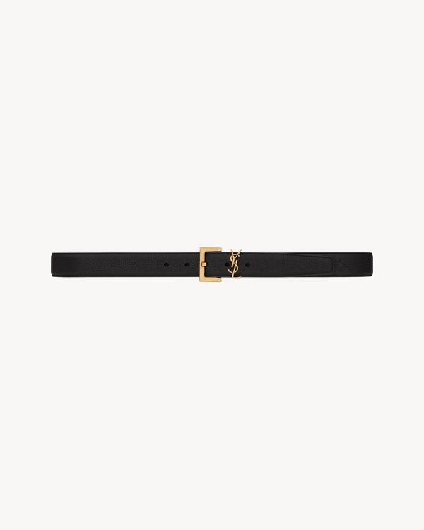 Cassandre BELT WITH SQUARE BUCKLE IN GRAINED LEATHER | Saint Laurent ...