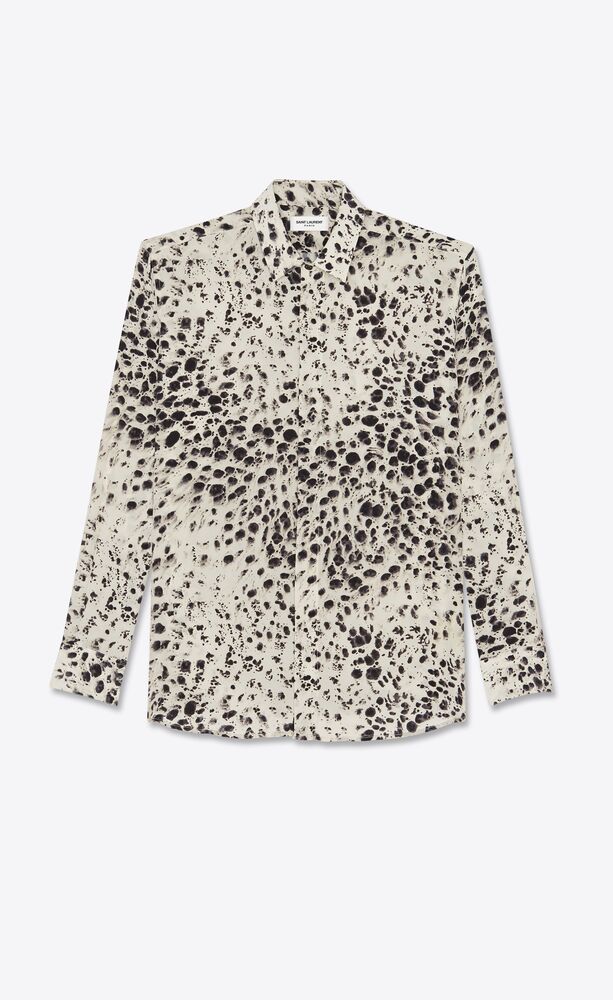 snow-leopard shirt in silk crepe de chine