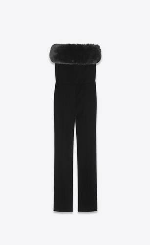 strapless jumpsuit in cupro velvet