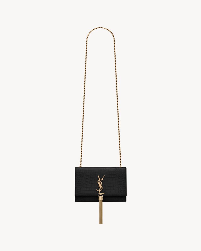 KATE SMALL TASSEL IN CROCODILE-EMBOSSED LEATHER