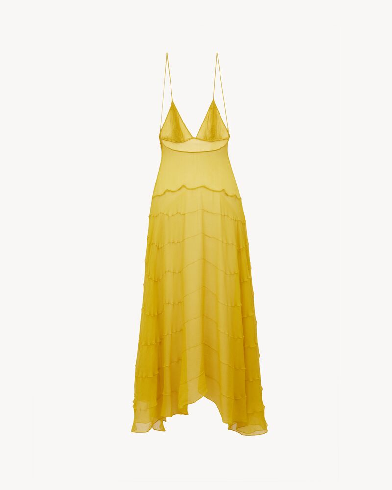 V-neck dress in silk crepe muslin