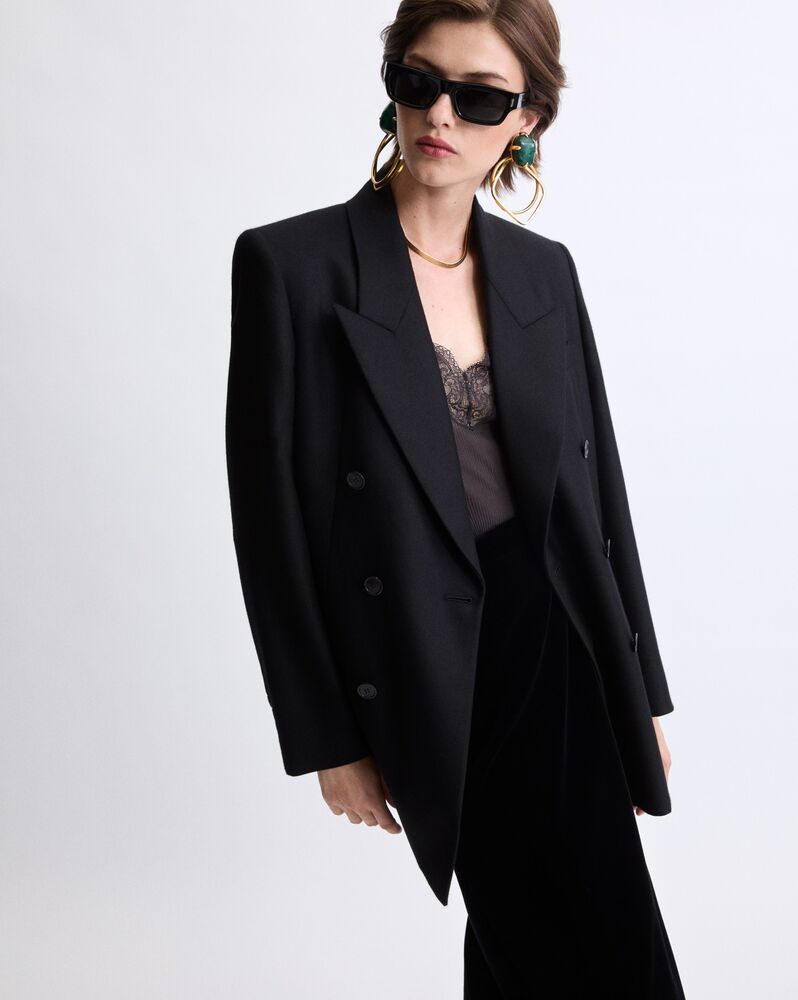 double-breasted jacket in wool gabardine