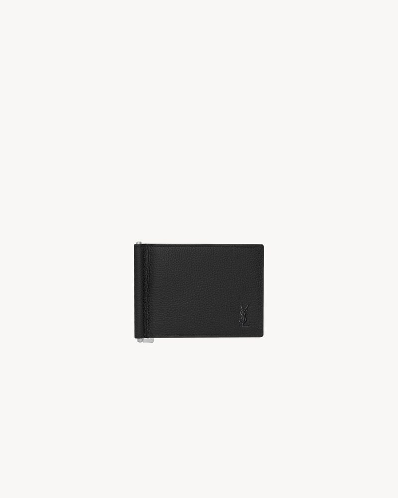 CASSANDRE SHADOW SAINT LAURENT BILL CLIP WALLET IN GRAINED LEATHER