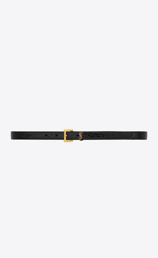 CASSANDRE THIN BELT WITH SQUARE BUCKLE IN PYTHON-EMBOSSED LEATHER ...