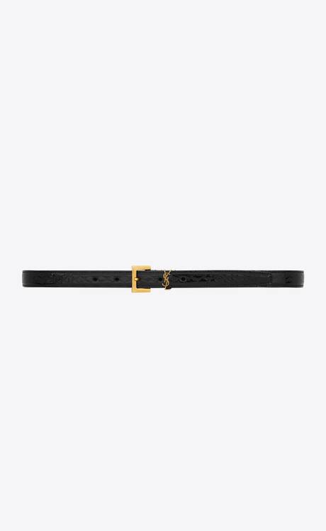 CASSANDRE THIN BELT WITH SQUARE BUCKLE IN PYTHON-EMBOSSED LEATHER ...