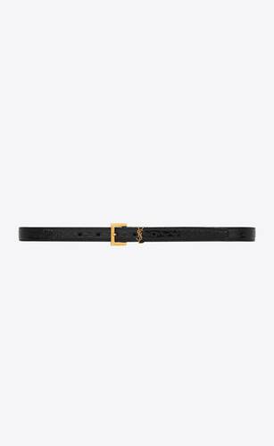 cassandre thin belt with square buckle in python-embossed leather