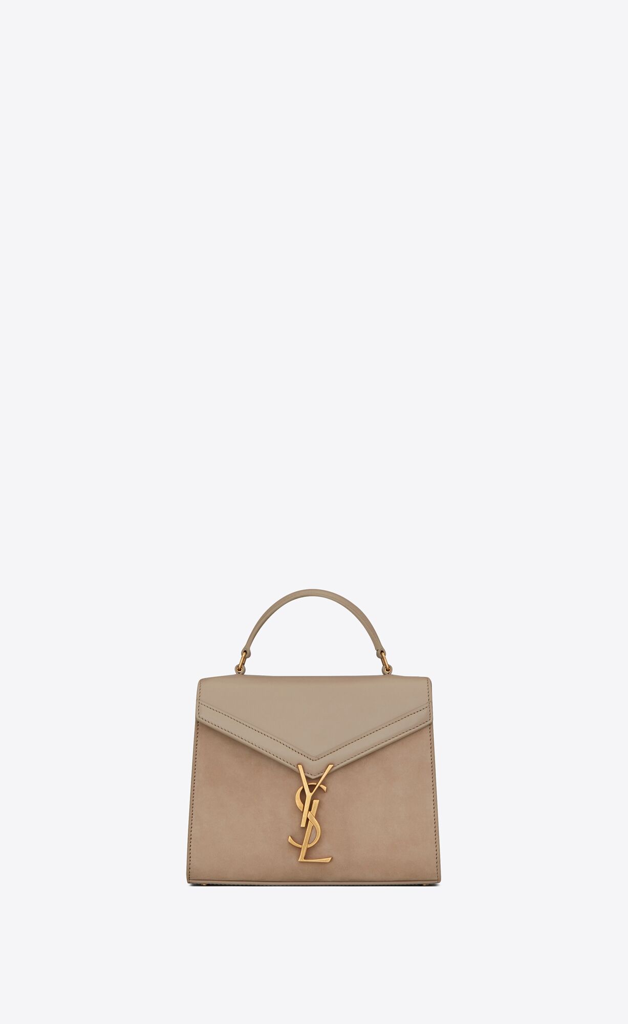 Cassandra mini top handle bag in smooth leather and suede