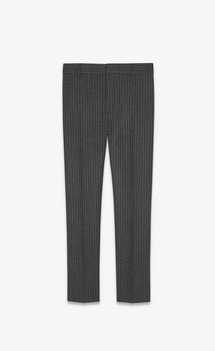 straight-leg pants in striped wool