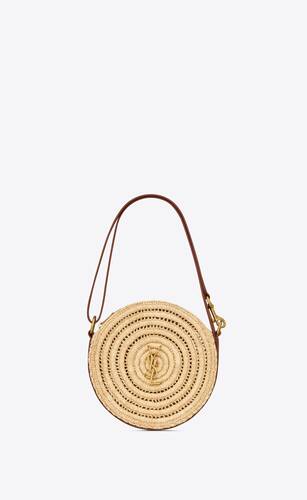 round bag in raffia and vegetable-tanned leather