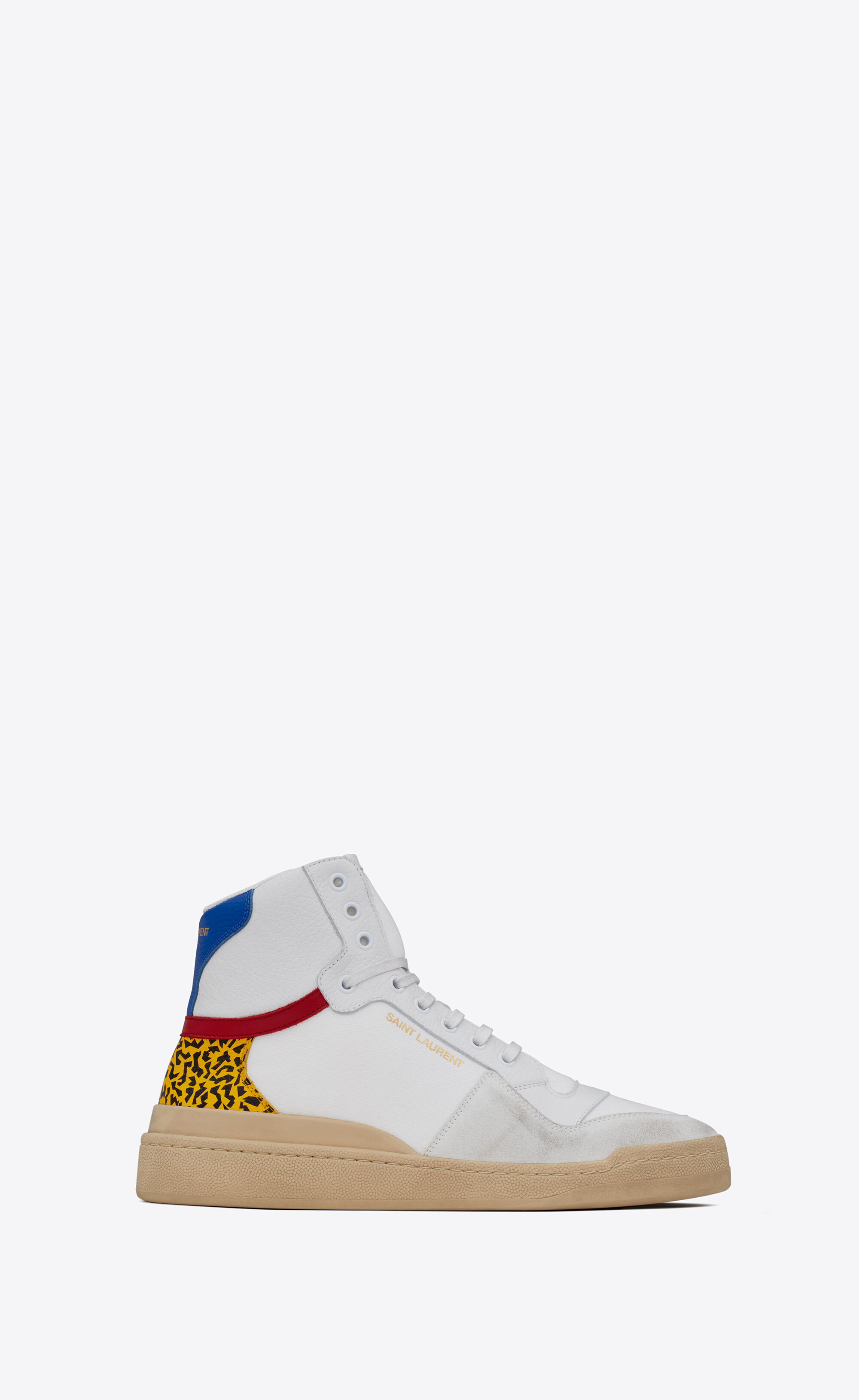 SL24 mid-top sneakers in canvas, leather and suede | Saint Laurent 