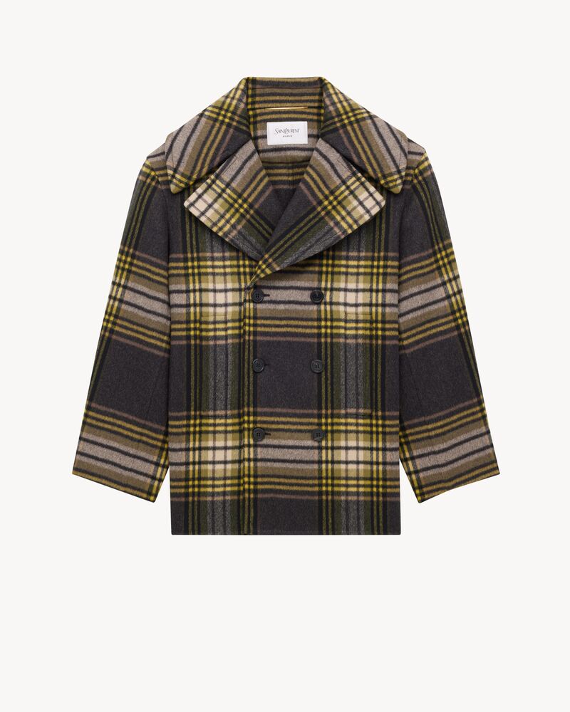 peacoat in wool tartan