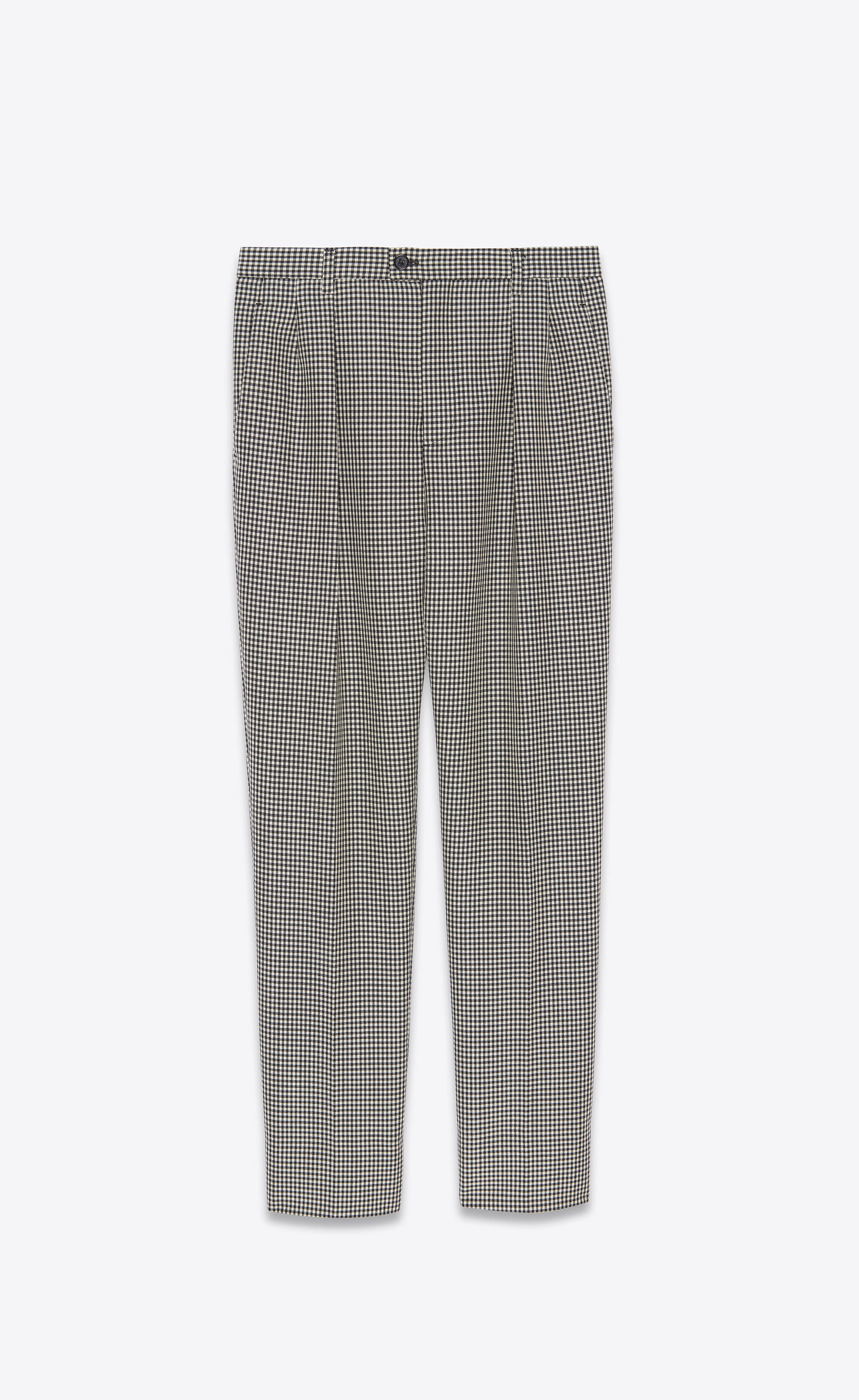 High-rise pants in gingham wool and 