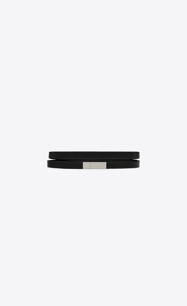 Saint laurent id plaque bracelet deals in smooth leather and metal