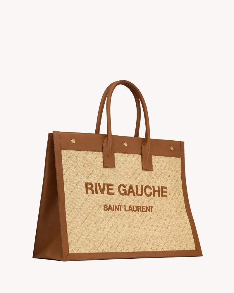 Rive gauche in raffia and vegetable-tanned leather