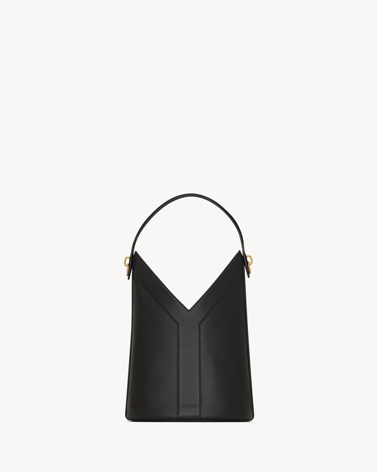 y top-handle bucket in leather