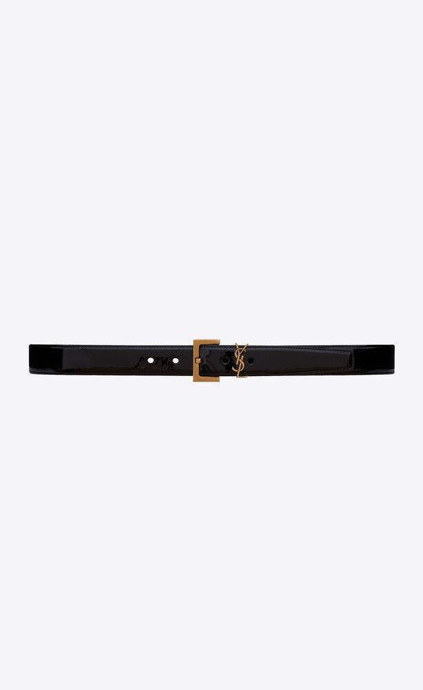 monogram belt with square buckle in patent leather