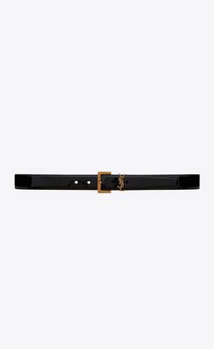 monogram belt with square buckle in patent leather