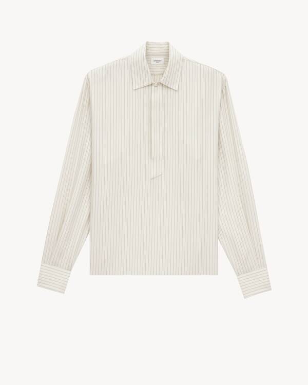 YSL LONG BELTED SHIRT IN COTTON 265868