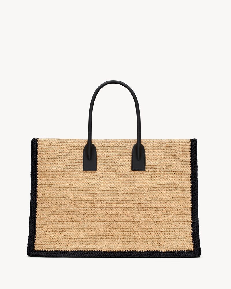 Rive Gauche SMALL tote in raffia and leather