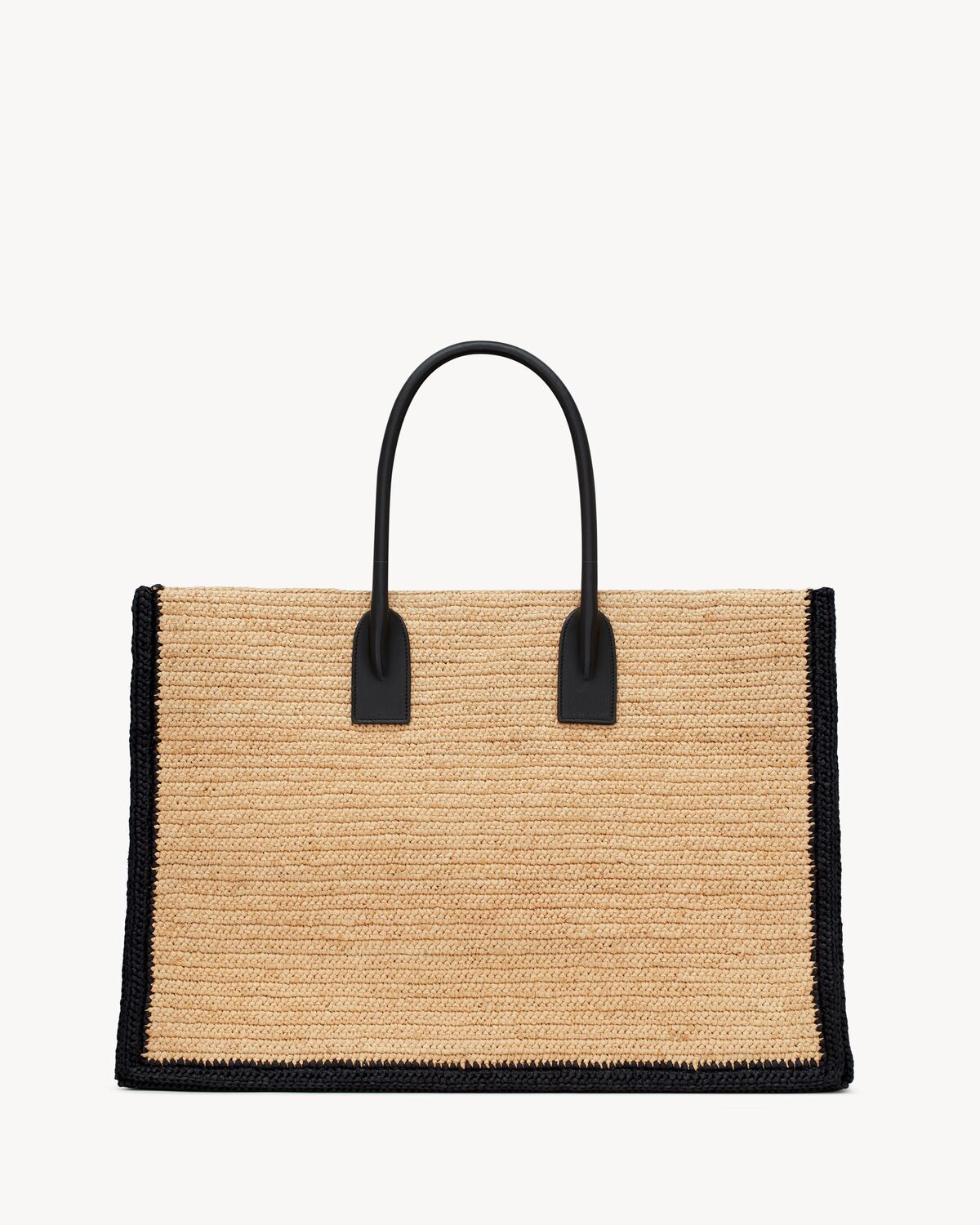 rive gauche small tote in raffia and leather