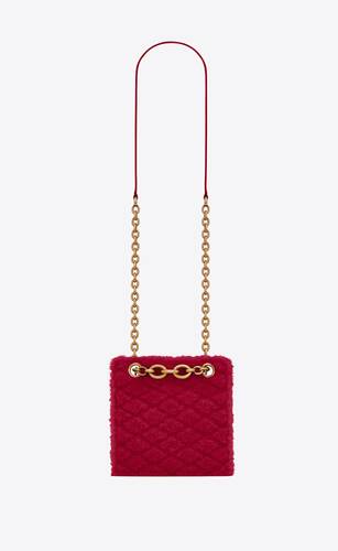 le maillon squared chain bag in merino shearling and lambskin