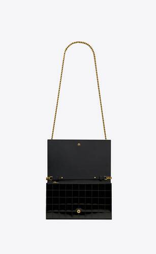 Uptown Patent Leather Wallet On Chain in Burgundy - Saint Laurent