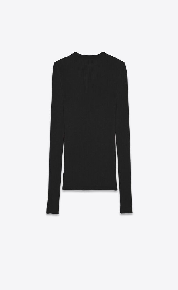 ribbed crewneck sweater in cashmere, wool and silk | Saint Laurent | YSL.com