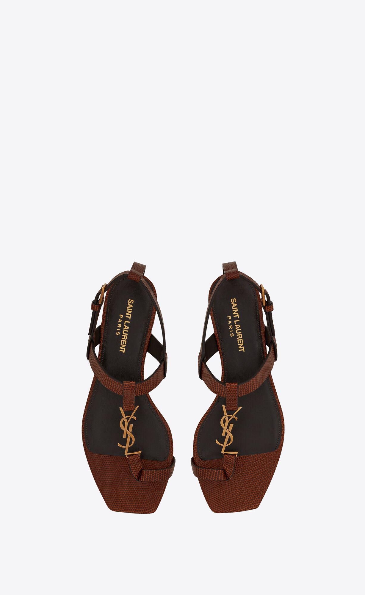Women's Flat Leather Sandals Saint Laurent YSL