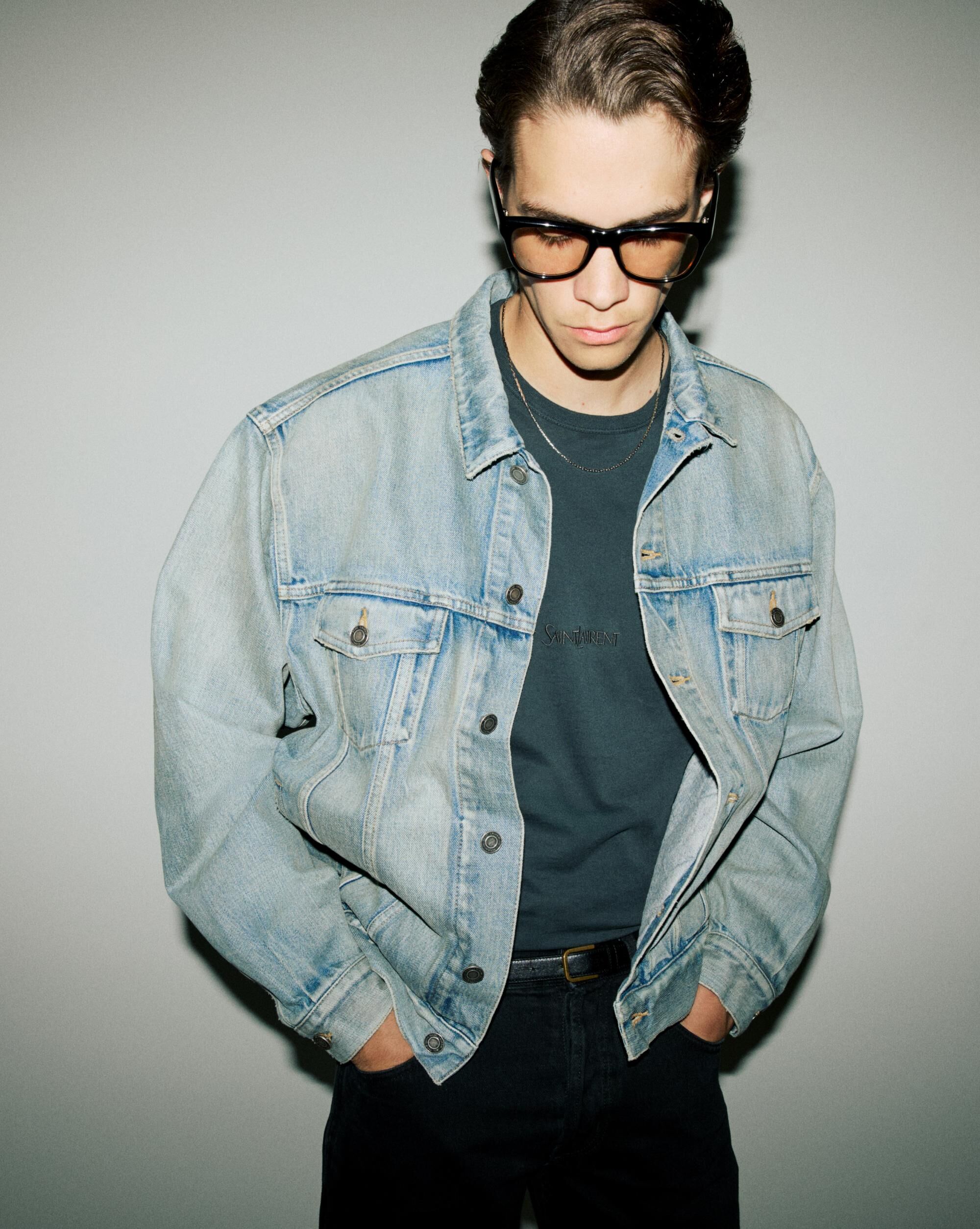 trucker jacket in chicago blue denim in Blue Saint Laurent YSL