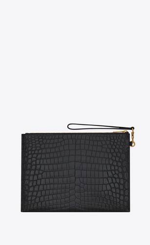 tiny cassandre zip tablet holder in crocodile-embossed leather