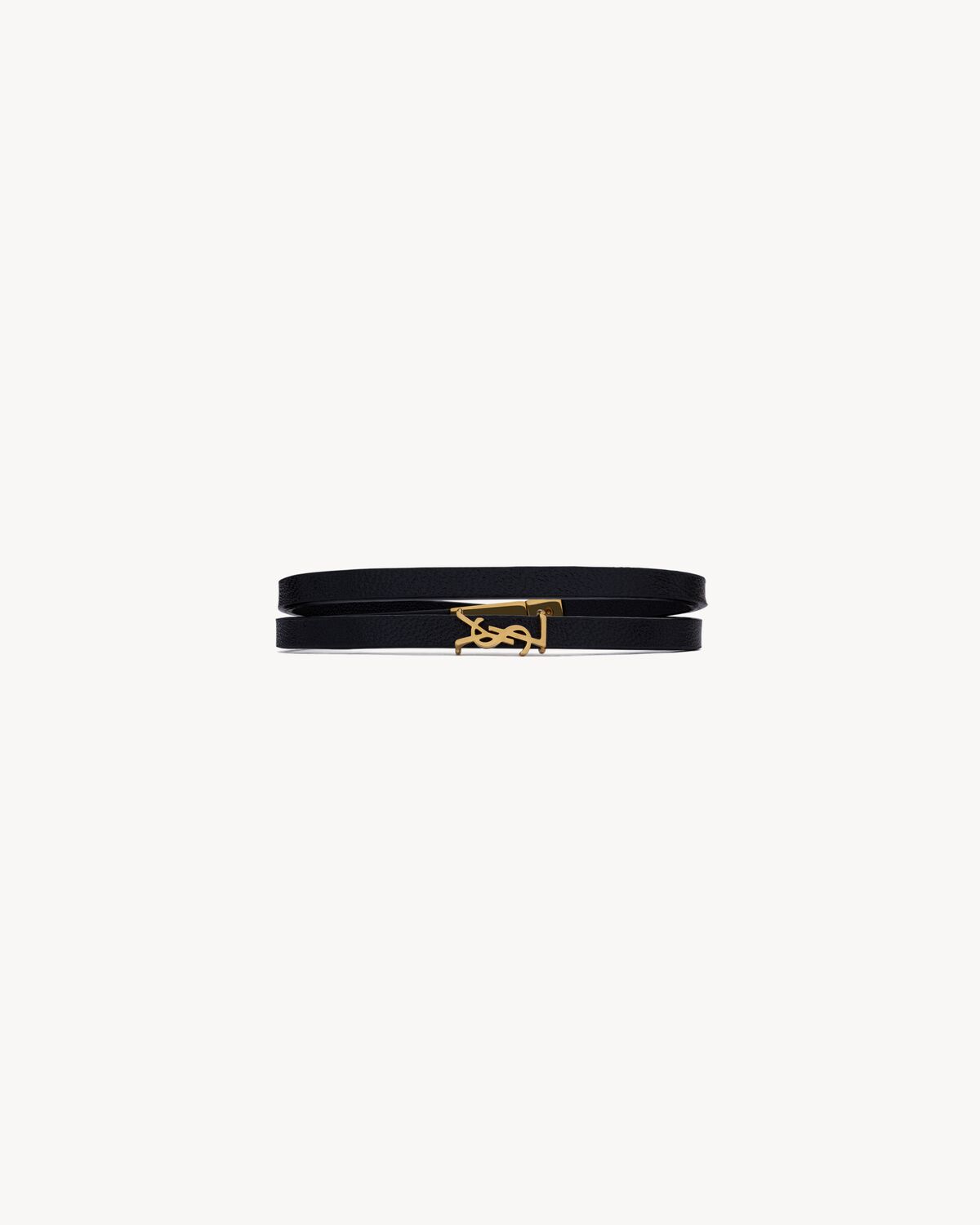 CASSANDRE double wrap bracelet in leather and metal