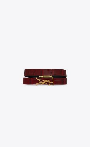 opyum double wrap bracelet in crocodile-embossed leather and metal