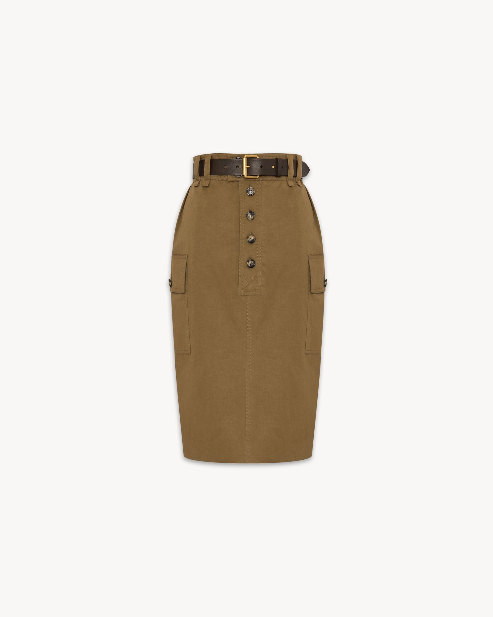CASSANDRE pencil skirt in cotton twill | Saint Laurent | YSL.com 