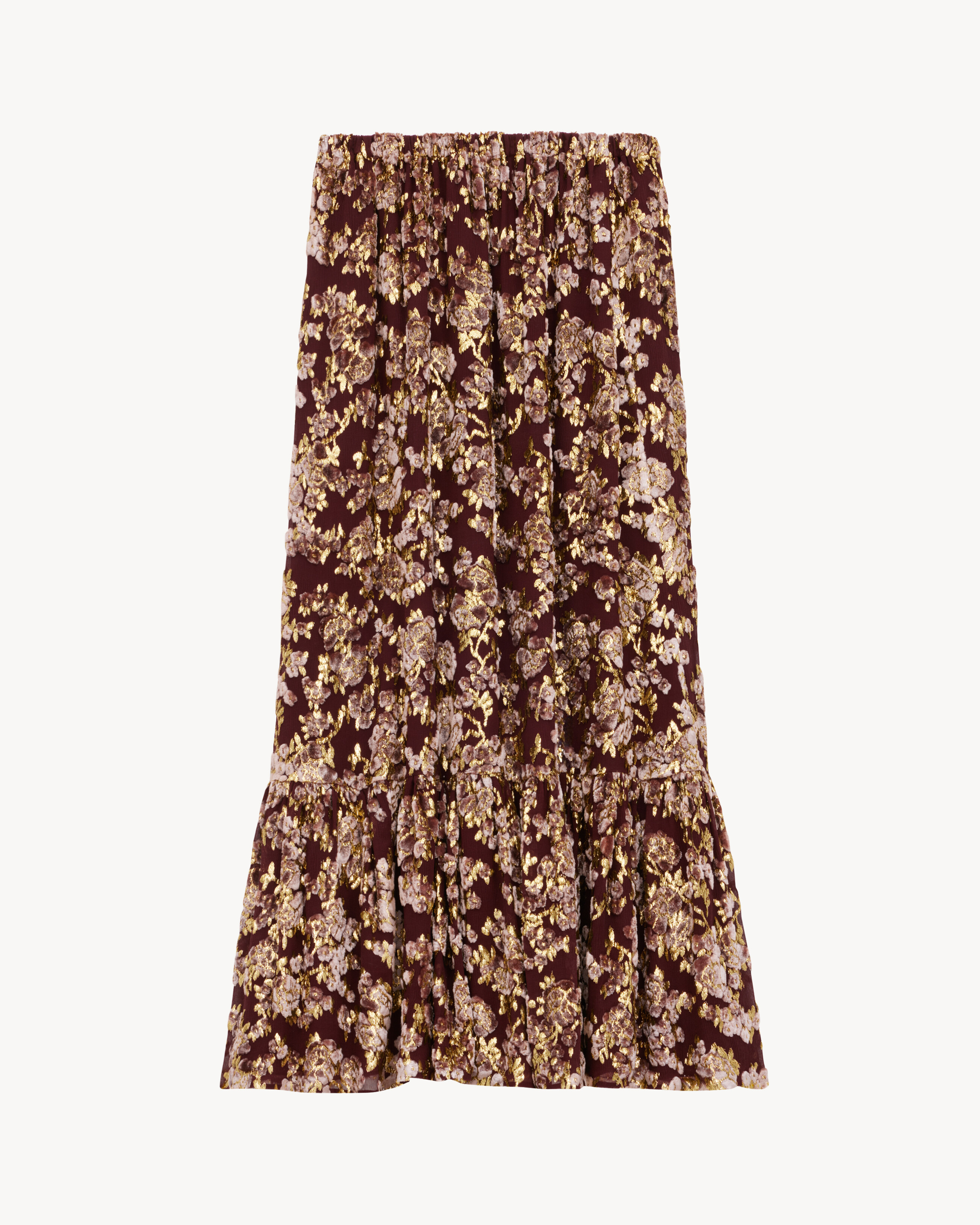 ruffled skirt in lamé dévoré velvet