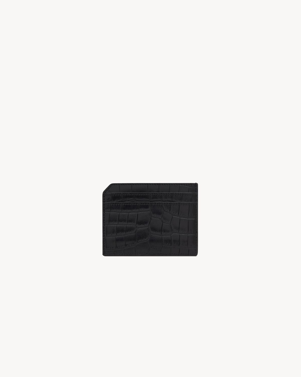 TINY CASSANDRE open card case in matte crocodile-embossed leather