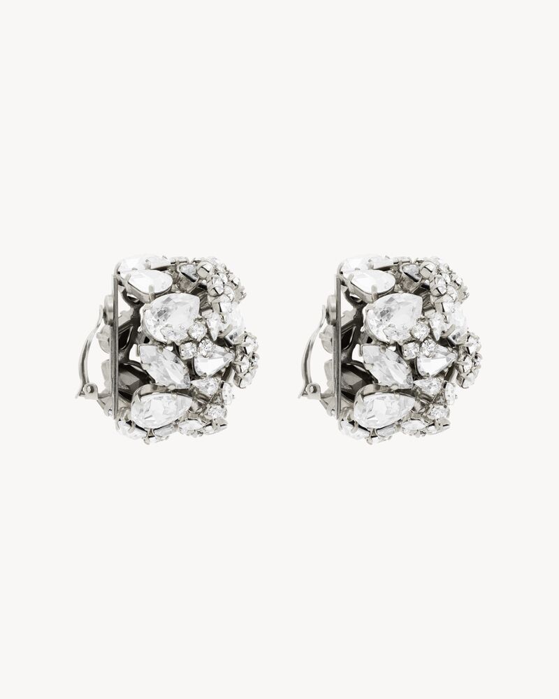 Schneeball-Ohrringe aus Kristall und Metall