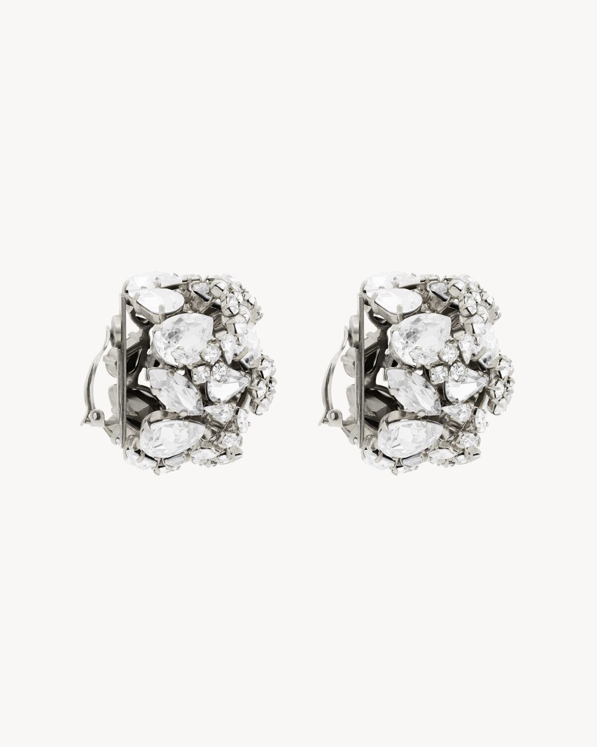 snowball earrings in crystal and metal