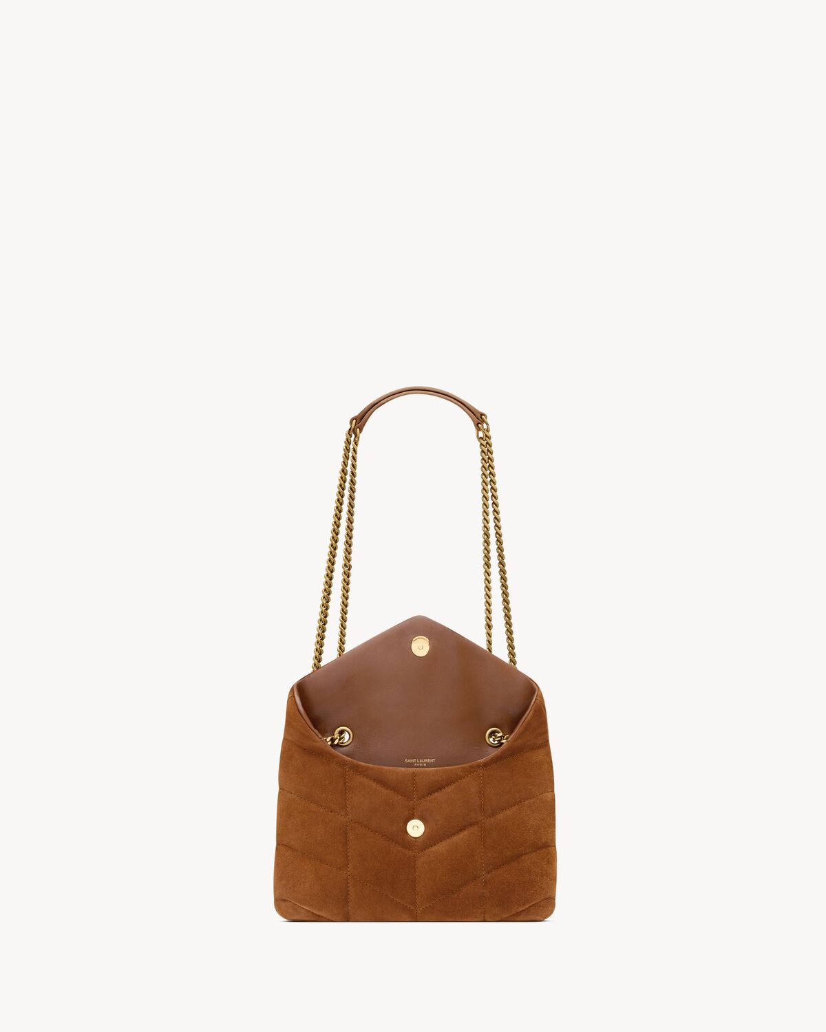 생로랑 퀼티드 스웨이드 토이 푸퍼 숄더백 7593371U8072723