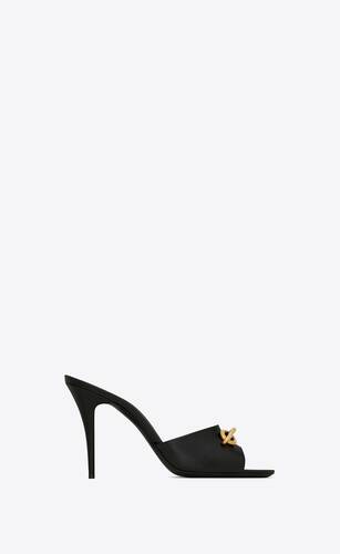 le maillon heeled mules in smooth leather