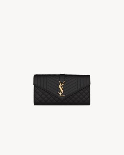 Saint Laurent Monogramme Large Grain de Poudre Wallet on Chain White -  Fablle