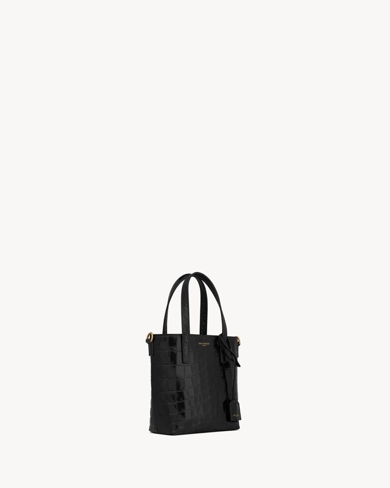 saint laurent paris mini toy shopping in crocodile-embossed leather