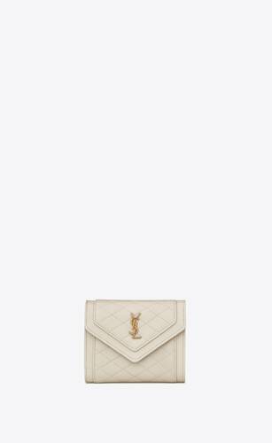 gaby compact tri-fold wallet in quilted lambskin