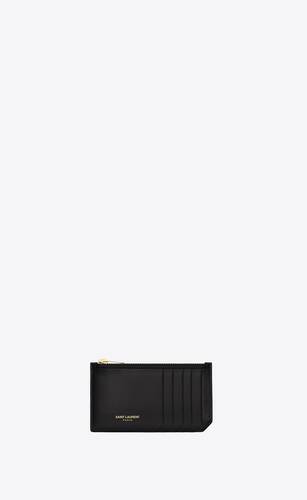Saint Laurent Fragments Monogram Zip Cardholder - Black