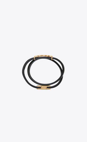 Opyum double wrap bracelet in leather and gold-toned metal