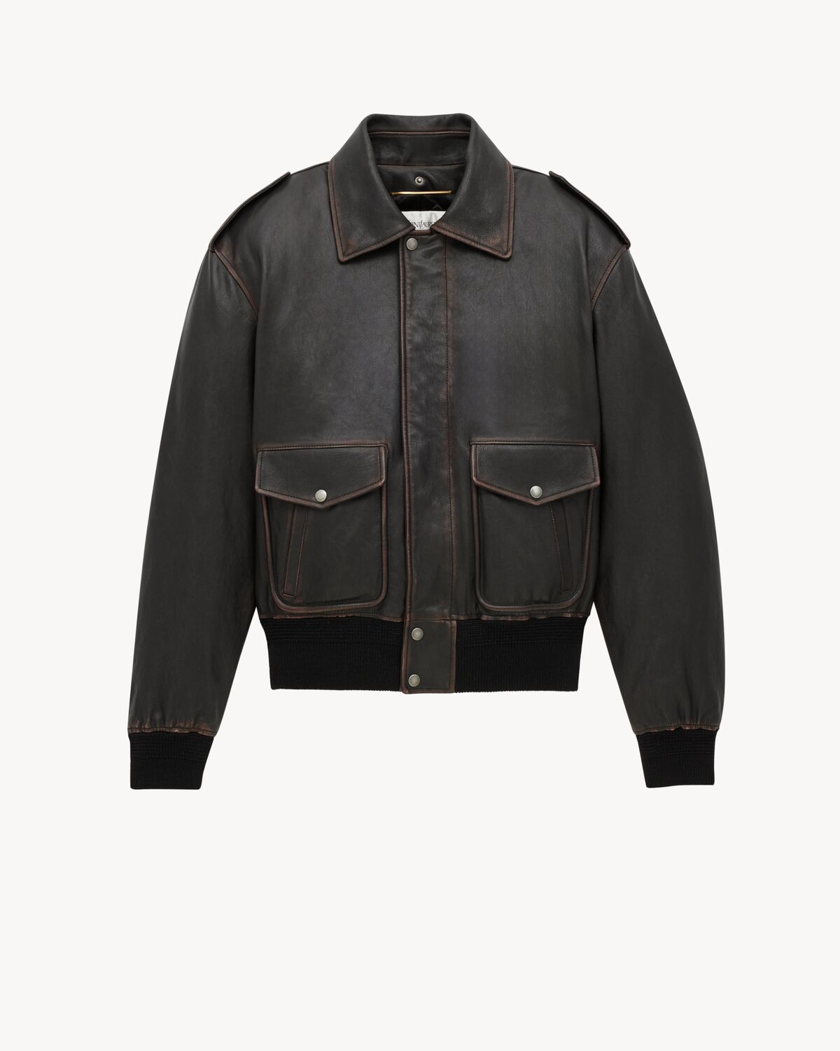 bomber jacket in vintage grained lambskin and shearling