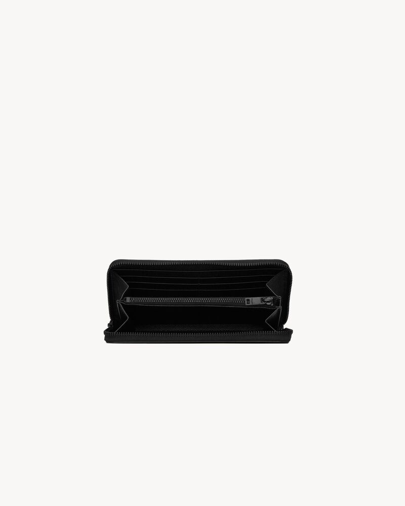 Saint Laurent Zip Around Wallet in Grain de Poudre Embossed Leather