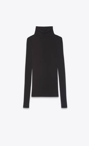 ribbed turtleneck sweater in cashmere, wool and silk