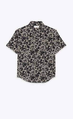 yves collar shirt in floral crepe de chine