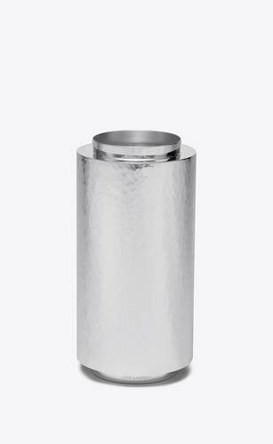 cylindrical vase in hammered metal