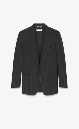 chaqueta con botonadura simple de lana con motivo de raya diplomática